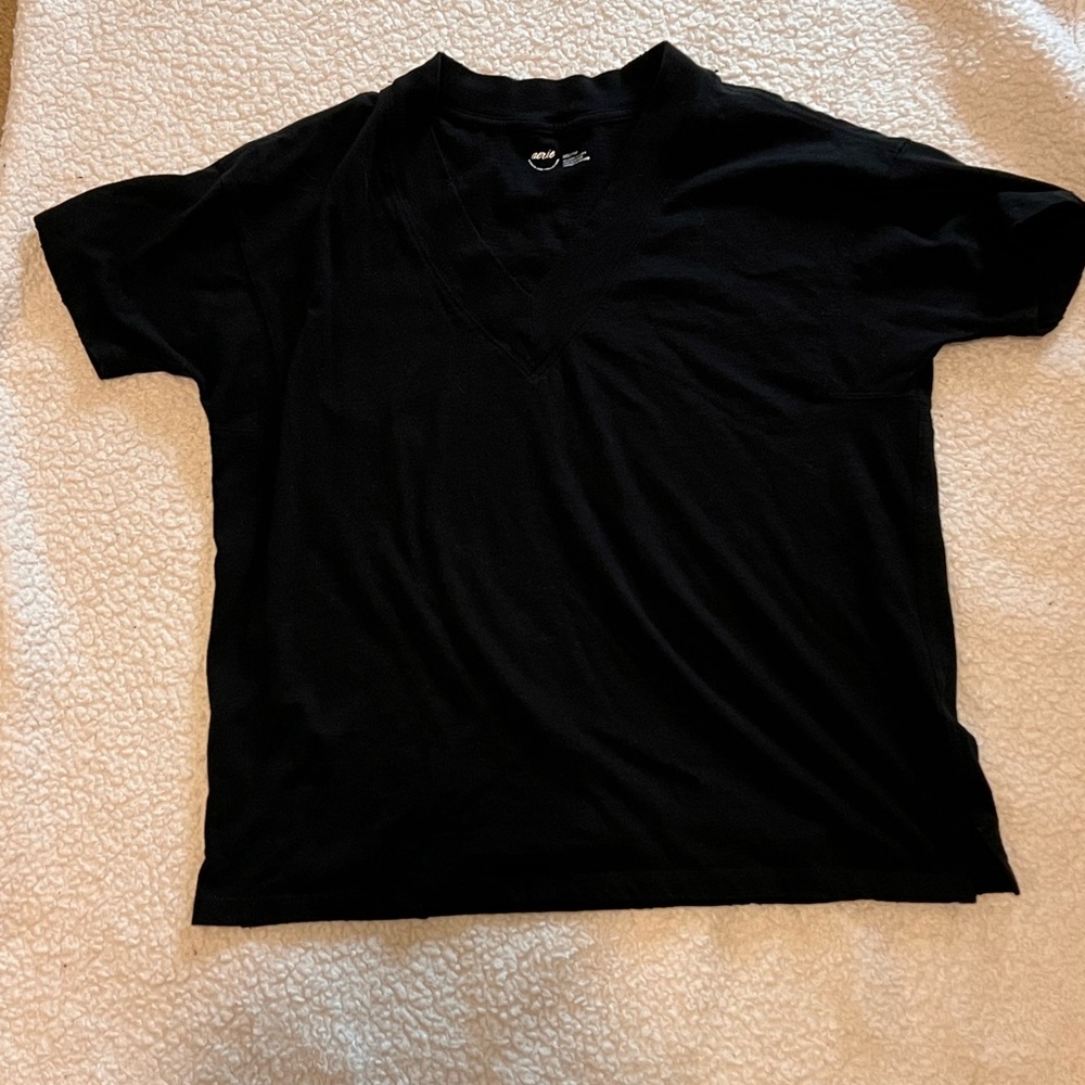Aerie Black V-Neck Oversized T-Shirt